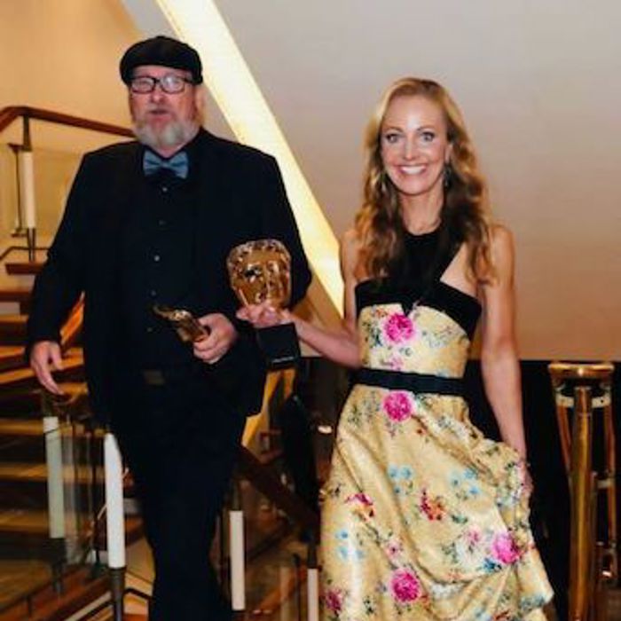 Lesley Paterson Wearing Gold Esmeralda 105 BAFTA S 2023 (2)